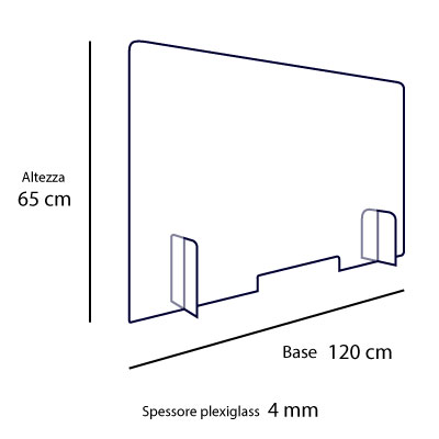 Barriera protettiva in plexiglass 120X65cm 4 mm