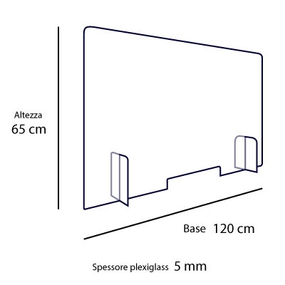Barriera protettiva in plexiglass 120X65cm 5 mm