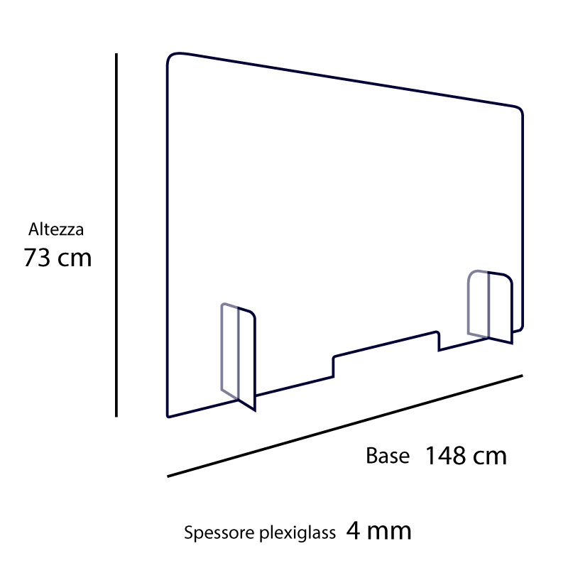 Barriera protettiva in plexiglass 148X73cm 4 mm