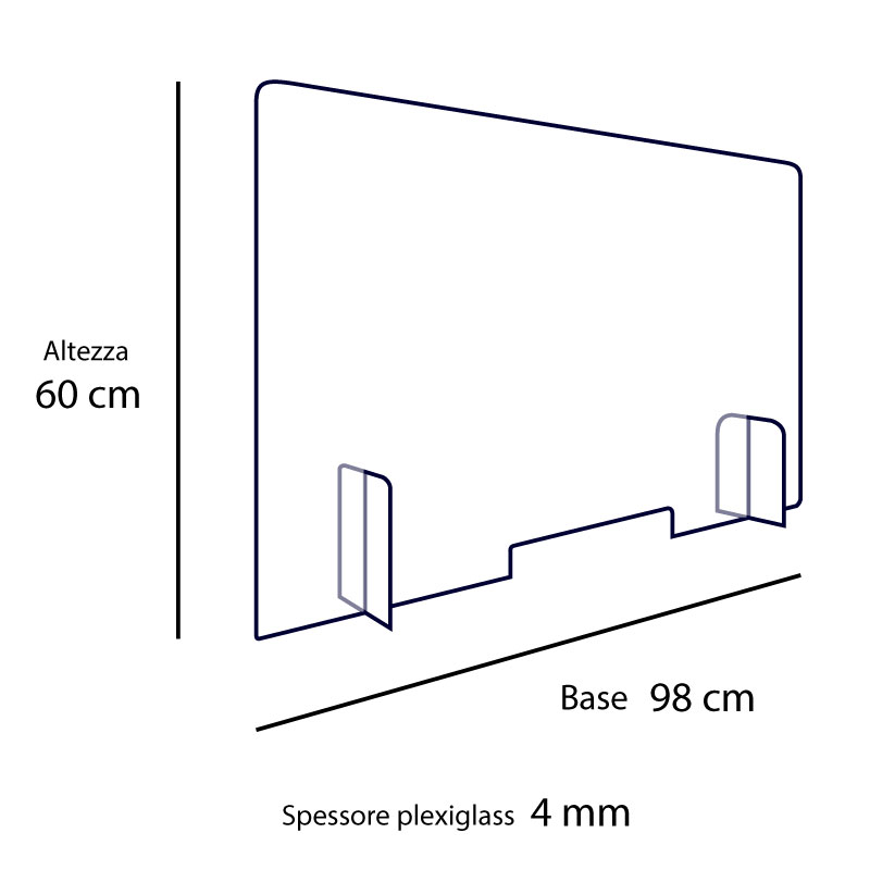 Barriera protettiva in plexiglass 98X60cm 4 mm