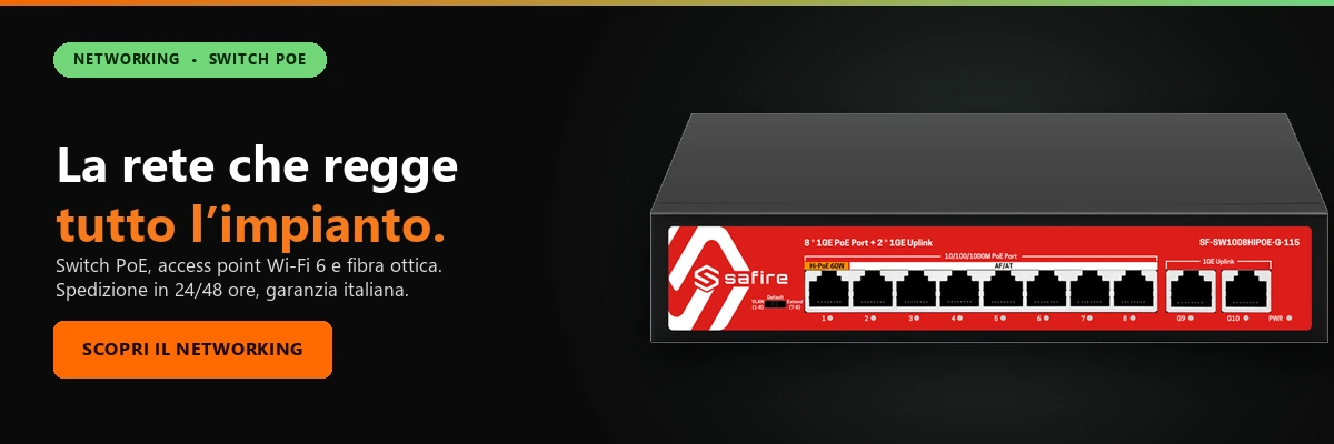 Networking e switch PoE Switch PoE, access point Wi-Fi 6 e fibra ottica su sicurezza.best