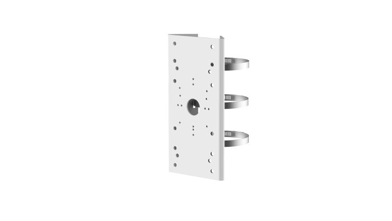 HIKVISION Supporto da palo acciaio inossidabile bianco 127x46x250 mm, peso 1480 g. Abbinare con Montaggio a parete (DS-1293ZJ-xx)
